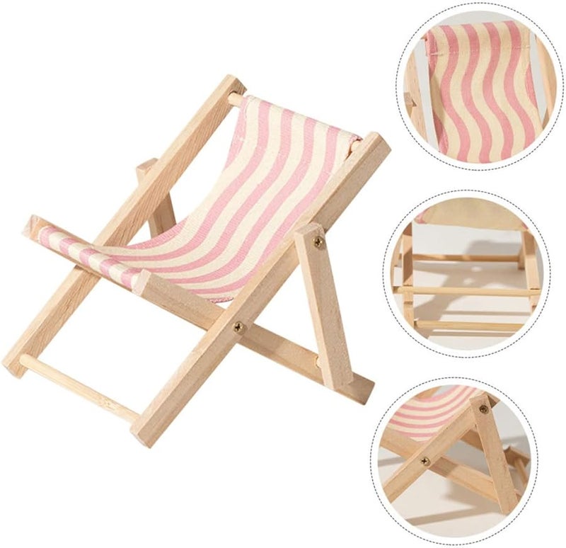 Wooden Beach Chair Phone Stand 2 Pack Desktop Holder For Home Decor - Image 5